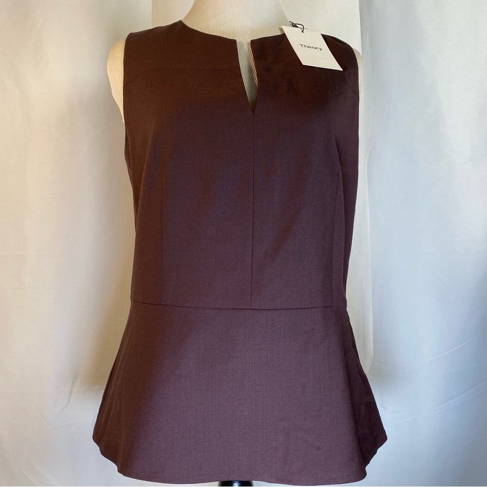NWT Theory Size S Garnet Wine Sleeveless Blouse Virgin Wool $288